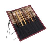 NOLITOY 10pcs Chinese Calligraphy Brush for Beginners with Bamboo Handles Natural Hair Ink Brushes for Watercolor Painting Fine Detail Traditional Art Supplies with Roll Up Pen Bag for