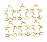 NOLITOY 10pcs Christmas Jewelry Pendant Frame Open Back Bezels Alloy Thick Metal Frame Charms for DIY Earrings Necklace Bracelet Making Gingerbread Design
