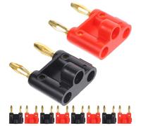 NOLITOY 10pcs Gold Plated Double Banana Plug Connectors for Audio Speaker Terminals Dual Color Dual Head Banana Plug Cable Couplers with Screw Secure Wire Connection Compatible