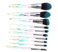 NOLITOY 10pcs Makeup Brush Set Premium Soft Bristles Cosmetic Kit for Foundation Concealer Eyeshadow Blending Powder Blush Transparent Diamond Handle Suitable for Sensitive Skin