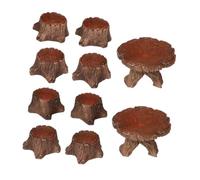 NOLITOY 10pcs Micro Landscape Decoration Doll House Dollhouse Table and Chairs Dollhouse Garden Table Model Decor Resin Light Brown