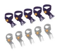 NOLITOY 10pcs Mini Knitted Doll Scarves Adjustable Soft Wool Yarn Accessories for DIY Mini House Decoration in Navy Blue and Gray