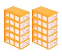 NOLITOY 10pcs Modular Plastic Drawer Organizer with Removable Partitions and Label Stickers Stackable Storage Bins for Craft Supplies Hardware Parts Screws and Office Stationery