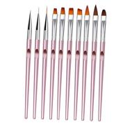 NOLITOY 10pcs Rose Gold Nail Liner Brushes Crystal Nail Art Pens for Salon and Home Use Lightweight Long Handle Manicure Tools for Precise Painting