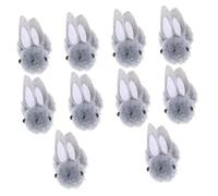 NOLITOY 10Pcs Small Plush Rabbit Dolls Soft Stuffed Bunny Ornaments for DIY Clothing Bags Hats Backpacks Grey Cute Craft Decorations with Smooth Surface Safe Plush Material Random Color