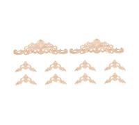 NOLITOY 10pcs Wooden Carved Appliques for Cabinet Decor Natural Solid Wood Furniture Decals Unpainted DIY Carving Stickers Victorian Style Corner Decorations for Living