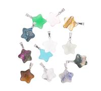 NOLITOY 12 pcs Natural Stone Star Pendant Mixed Colors Lightweight DIY Necklace Charms Accessories for Jewelry Making Craft Projects