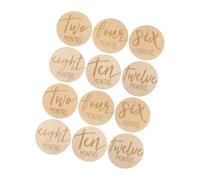 NOLITOY 12 pcs Wooden Round Cards Double-Sided Monthly Growth Markers Photo Props for Parents Recording Development Progress