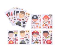 NOLITOY 12 Sheets Firefighter Sticker Set for, Make a Face Puzzle Career Costume Accessories, Fireman Theme Party Supplies and School Fire Education Rewards