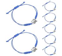 NOLITOY 12pcs Adjustable Blue Cheerleading Wristbands for Teen Cheerleaders - Lucky String Cord Bracelets, Cheer Team Accessories for Sports Events and Football Fans