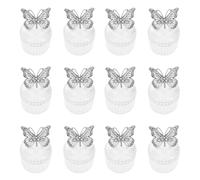 NOLITOY 12pcs Butterfly-shaped Plastic Candy Boxes for Wedding Favour Candy Boxes with Silver Electroplated Lid, Versatile Packaging and Convenient Distribution for Wedding and Party