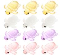 NOLITOY 12pcs Glow in The Dark Mini Turtle Figurines Turtle Ornaments for Aquarium Micro Landscape Desktop Decor with Blue, Green, Orange, and Rose Red Luminous Colors