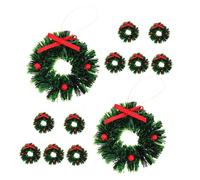 NOLITOY 12pcs House Christmas Ornament Dollhouse Decorations Christmas Hanging Ornaments Tiny Garland Decoration for Dollhouses Scene Mini Wreath Green