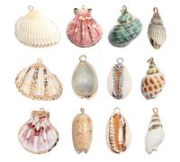 NOLITOY 12pcs Natural Shell Jewelry Components Lightweight Necklace and Pendant Parts Crafting Accessories for Home Decor and Creative Projects Mixed Selection