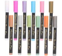 NOLITOY 12Pcs Soft Tip Metallic Paint Marker Pen Multi-use Water-based Colored Markers with Smooth Grip for Drawing Crafting and School Art Projects