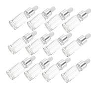 NOLITOY 12Pcs Transparent Glass Dropper Bottles with Silver Ring and White Rubber Top Portable Travel Essential Oil Bottles for Precise Dosage Control Refillable Cosmetic Storage for