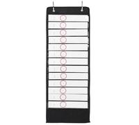 NOLITOY 14-pocket Black Oxford Cloth Pet Schedule Pocket Chart for Routine Planner, Classroom and Home Office Organizer, Reusable Daily Schedule Hanging Bag