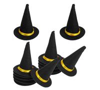 NOLITOY 14pcs Mini Felt Witch Hats Black Miniature Doll Hats for Halloween Party Favors Wine Bottle Toppers DIY Craft Decorations Doll Headwear Versatile Seasonal Table Accents