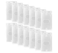 NOLITOY 15pcs Plastic Vertical Name Badge Holders, Frosted ID Card Sleeves with Side Entry, Hard Plastic Card Protectors for Employee, School, Business Use