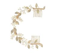 NOLITOY 1pc Golden Wedding Hair Comb Handmade Bridal Accessories for Women Elegant Headdress for Special Occasions Creative Hairpin for Bride Comfortable and Eye-catching Design