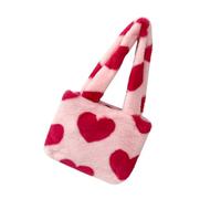 NOLITOY 1pc Pink Plush Shoulder Bag for Women Fashionable Handbag with Moderate Capacity for Daily Use Shopping and Travel for Phone and Essentials Storage Cute Winter Design for Vacations