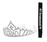 NOLITOY 1set Graduation Sash and Alloy Crystal Set Elegant Headdress for Graduation Parties Comfortable Satin for Celebrations and Memorable Moments