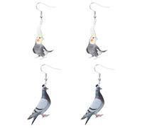 NOLITOY 2 Pairs Acrylic Bird Earrings Set Hummingbird, Pigeon, Eagle, Owl, Parrot Designs, Lightweight Women’s Party and Wedding Ear Drops for