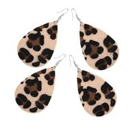 NOLITOY 2 Pairs Leopard Print Teardrop Earrings Women’s Pu Leather Dangle Jewelry Trendy Animal Pattern Drop Earrings for Casual and Party Wear