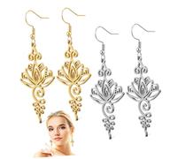 NOLITOY 2 Pairs Lotus Flower Dangle Earrings for Teen and Women Lightweight Stainless Steel Floral Jewelry Elegant Chic Lotus Pendant Design and Comfortable Everyday Wear Accessory