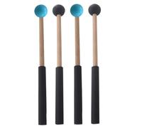 NOLITOY 2 Pairs Marimba Mallets and Tongue Drum Drumsticks with Wooden Handles, Percussion Mallets Set for Xylophone and Universal Musical Instruments, Black and Blue Performance Drumsticks