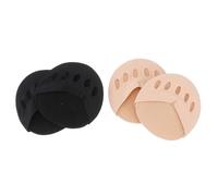 NOLITOY 2 Pairs No Show Half Socks for Forefoot Support Breathable Invisible Toe Five- Socks with Sweat Absorption Skin-Friendly Cushion Pads for Sports and Casual Shoes Black Skin Color