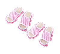 NOLITOY 2 Pairs Reusable Striped Mop Slippers for Floor Cleaning Washable Cleaning Shoes for Home and Office Effortless Dust Removal Footwear for Men and Women Stylish Lightweight House