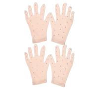 NOLITOY 2 Pairs Small Figure Skating Gloves for Women and, Nude Color Non- Performance Hand Covers with Rhinestone Decoration for Ice Dancing and Show Costumes