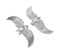 NOLITOY 2 Pcs Angel Wing Bridal Shoe Clips White Zinc Alloy Rhinestone Buckles Removable Decorative Accessories for Wedding Party Evening Events