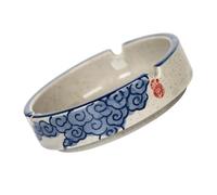 NOLITOY 2 pcs Creative Blue Ceramic Decorative Ashtray Hand Painted Porcelain Storage Container for Home and Hotel Decoration Easy to Clean Resistant Unique Round Design Housewarming Gift