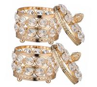 NOLITOY 2 Pcs Crystal Mirrored Jewelry Boxes for Women Delicate Small Ring Earrings Necklace Storage Holders with Sturdy Craftsmanship Elegant Table Decorations Romantic Atmosphere