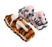 NOLITOY 2 Pcs Cute Animal Ears Makeup Headband Elastic Fuzzy Spa Hairbands for Women Adjustable Face Washing Turban for Skincare Mask Application Yellow and White Tiger Print