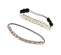 NOLITOY 2 Pcs Elastic Rhinestone Beaded Headbands for Women Stretch Crystal Hairbands with White and Colors Handmade Sparkling Hair Accessories for Parties and Daily Wear