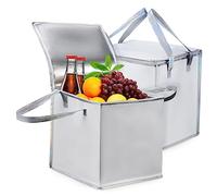NOLITOY 2 Pcs Insulation Bags Thermal Cooler Tote Large Insulated Cooler Bag Re sealable Kitchen Meal Lunch Daily Bot Grey Aluminum Foil Non-Woven Fabric