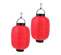 NOLITOY 2 pcs Japanese Hanging Paper Lanterns with Lights Foldable Traditional Style Decorative Lanterns for Home Restaurant Outdoor Use Red Height