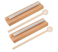 NOLITOY 2 Set Metal and Wood Meditation Chimes Handheld Mindfulness Bells with Clear Resonant Sound for Yoga Classroom and Meeting Relaxation