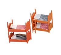 NOLITOY 2 Sets Miniature Plastic Dollhouse Bunk Beds, Small Doll Furniture Accessories for Pretend Play, Mini Bunk Bed Models for Doll Houses and ’