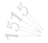 NOLITOY 2 Sets Sparkly Rhinestone Number Cake Decorations Silver Birthday Cake Topper for Birthday Party Anniversary Dessert Table Centerpiece Elegant and Reusable