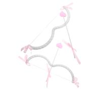 NOLITOY 2 sets Valentine S Day Cupid Bow and Arrow Miniature Silver Pink Bow Prop for Cosplay Masquerade Party and Wedding Decor Cupid Costume Accessory for Themed Events and Photo Props