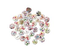 NOLITOY 200 Pcs Round Buttons with Colorful Flower Print Wooden Sewing Buttons for Crafts Knitting Crochet Clothing Decoration DIY Accessories Mixed Colors