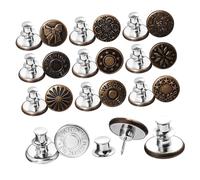 NOLITOY 20Pcs Adjustable Jeans Button Pins Alloy Pants Replacement Snap Buttons with Card Slot Design for Skirts Jackets Heavyweight Fabrics Easy No Sew Installation