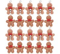 NOLITOY 20Pcs Gingerbread Man Charms Pendant Set for Jewelry Making, Resin Hanging Ornaments with Light and Dark Colors, DIY Earrings Necklace Bracelet Accessories for Handmade Crafts