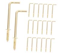 NOLITOY 20Pcs Gold Shaped Right Angle Screw Hooks Iron Nail Hangers for Picture Frames and Wall Decor Multi Use Metal Hooks for Closet Entryway Bedroom Organization
