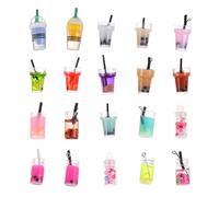 NOLITOY 20pcs Miniature Milk Tea Cup Charms Handmade Resin Craft Mugs Vivid Mini Desktop Decor for Dollhouse Food Accessories Random Mixed Styles