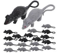 NOLITOY 20pcs Realistic Plastic Rat Model Set with Black and Grey Simulation Mice for Halloween Scary Pranks and Haunted House Decorations